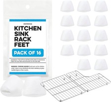 Kohler-Compatible Sink Rack Feet, 16 White Rubber Feet - Easy Replacement