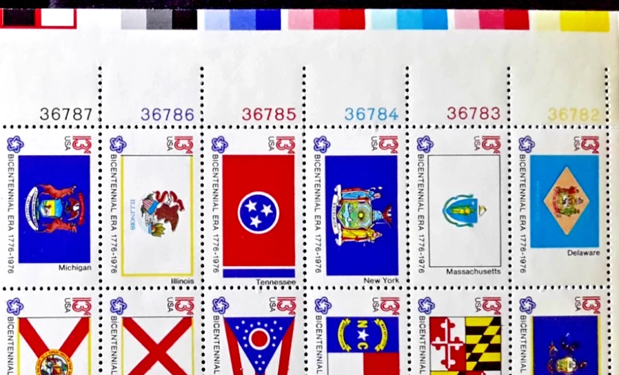 US Stamp Block of 50,Cat Scott #1633-1682 State Flags, Block Plate,ME ,ZIP Block - Image 4 of 4