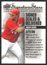 Adam Dunn #SSD-7 2009 Upper Deck Signature Stars Signed Sealed and Delivered