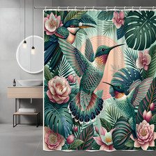 Hummingbird Floral Tropical Shower Curtain Print