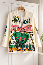 Oversize ladies' blazer jacket colorful print unusual 38 40 42