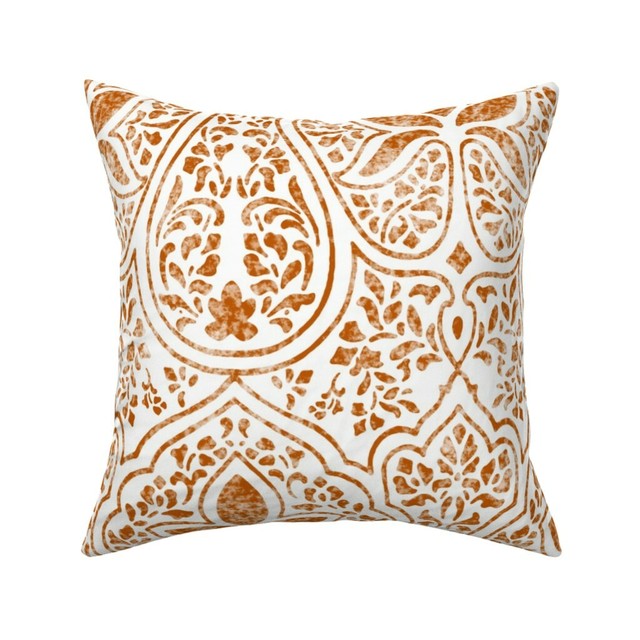 Orange Batik Burnt Spiced Throw Pillow Cover w Optional