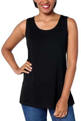 Isaac Mizrahi Live! Essentials Women's Micro Pima Rib Tank Black
