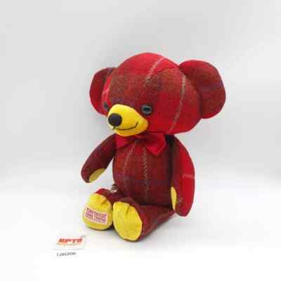Merry Thought L206 Afternoon Tea Harris Tweed Red Bear Plush 14