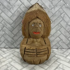 Vintage Hand-Carved Coconut Monkey Sculpture Tiki Bar Pool Decor