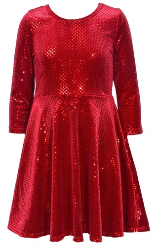 BONNIE JEAN Girls Long Sleeve DRESS-Child M (6X)-Stretch Top Burgundy  Velvet-NEW | eBay