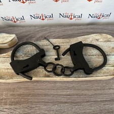 Iron Hand Cuffs and Key - Old Vintage Style Shackles - Police Jailer Handcuffs