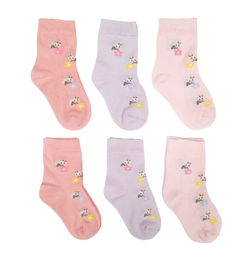 Girls Kids Baby Girls Socks Seamless Cotton Ankle Socks 0-10Yrs 6Pk Little Team - Picture 17 of 24