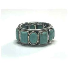 Estate Sterling Silver Turquoise Eternity Band
