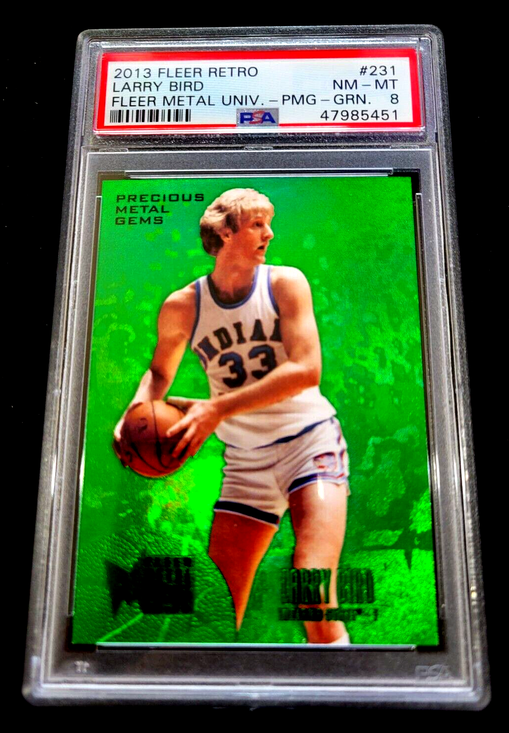 PSA 8 2013/14 FLEER RETRO LARRY BIRD PMG GREEN SSP /10 PRECIOUS 