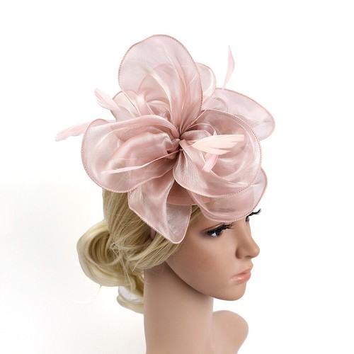 Feather Flower Headband Alice Band Fascinator Ladies Wedding Royal Ascot Race H - Picture 10 of 33