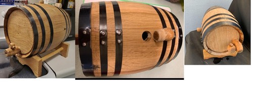 Charred Wood Wine Aging Barrel Oak 2 Liter Whiskey Rum Bourbon Scotch Home Bar