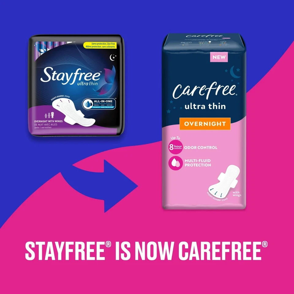 Almohadillas para pasar la noche ultrafinas Stayfree con alas, 40 quilates, absorción de múltiples fluidos Foto 4 de 4