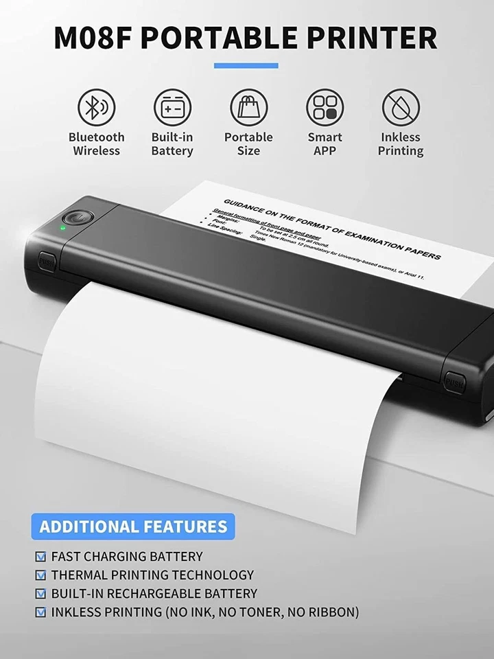 Portable Wireless A4 Bluetooth Thermal Printer for Travel Phomemo M08F - Image 4 of 4