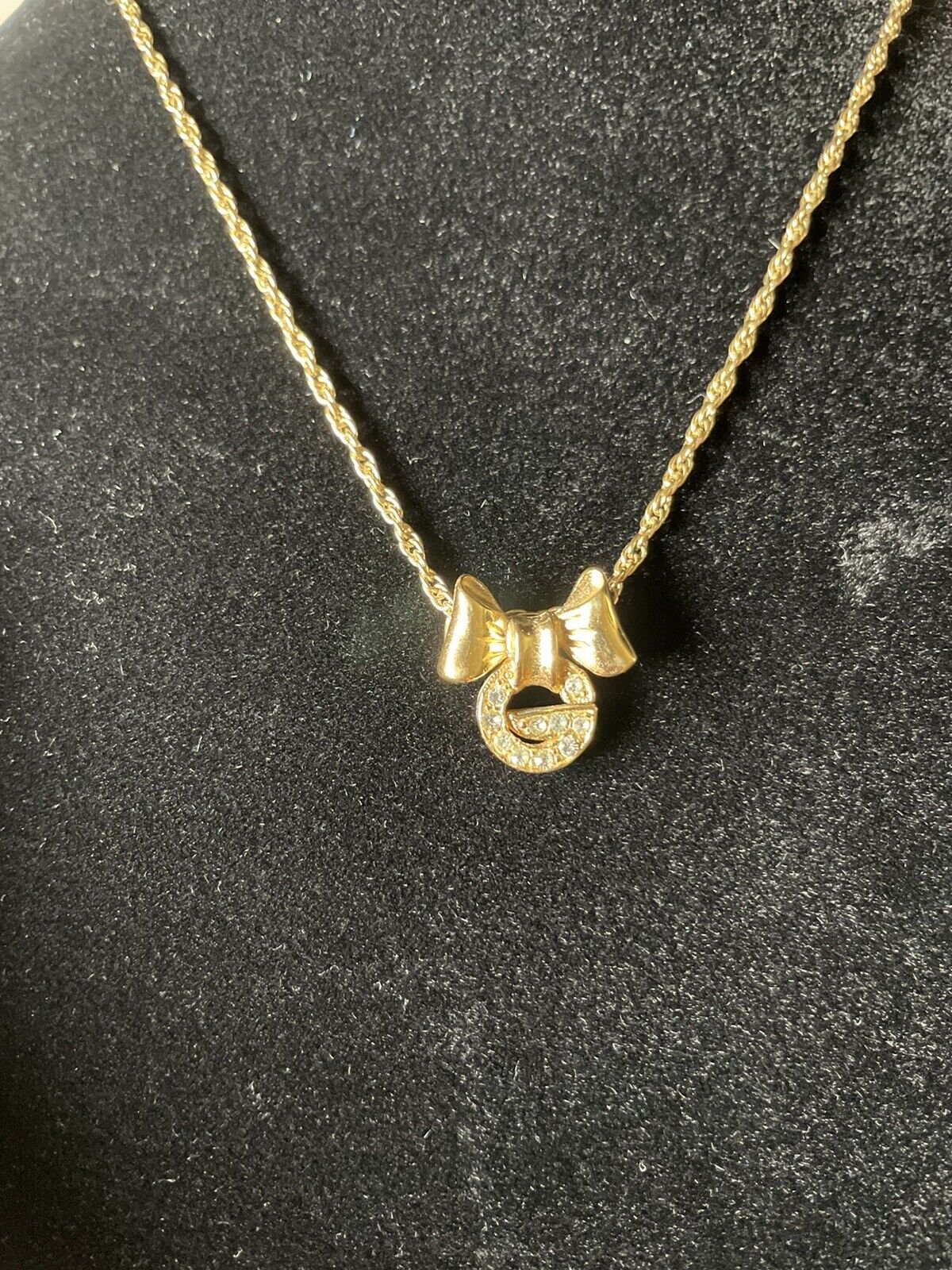 GIVENCHY Necklace Ribbon G Logo Pendant Gold Plat… - image 1