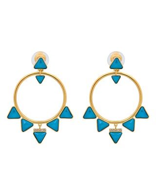 Swarovski Rose Gold Hoop Clip-on Earrings with Turquoise