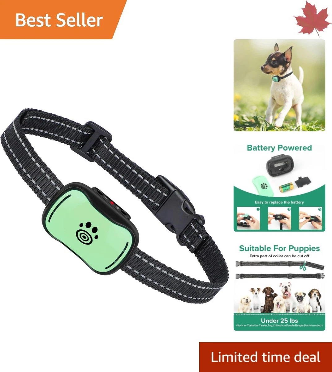 Rechargeable Dog Bark Collar Humane No Shock Medium Large Dogs