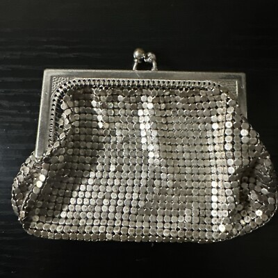 Vintage Whiting Davis Mesh Coin Purse Bag Silver #2684 Coin Purse Bag  Retro
