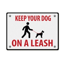 Horizontal Metal Sign Keep Your Dog on A Leash Weatherproof Street Signage