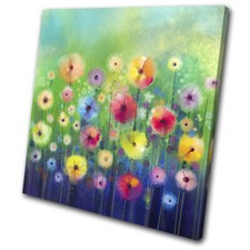 Abstract Bouquet Bright Flowers Floral SINGLE CANVAS WALL ART Picture Print