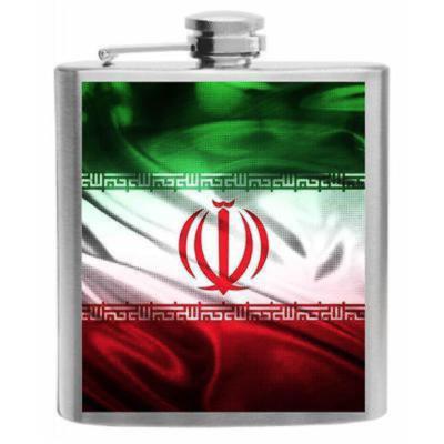 Iran Flag Stainless Steel Hip Flask 6oz