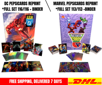 PEPSICARDS 1995 Marvel + Dc Comics Cards Full Set 229/229 + Binder