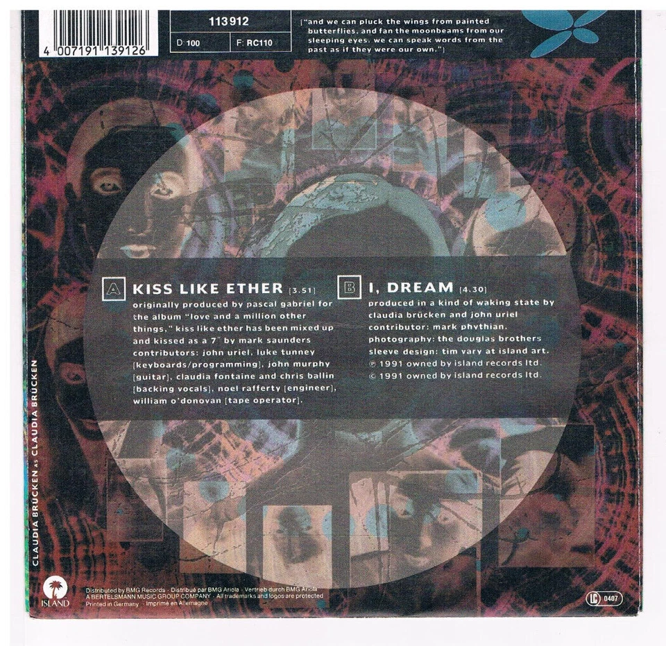 Single - Vinyl - 7" - Claudia Brücken - Kiss like ether - S0033 - Bild 2 von 2