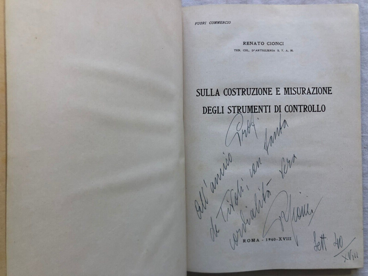 Libro Costruzione e misurazione degli strumenti di controllo 1940