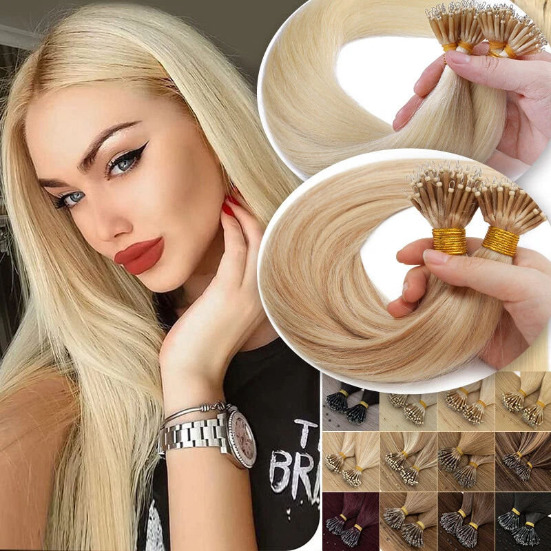 1G Micro Ring Loop Nano Beads Hair Extensions 100% Real Remy Human Hair  THICK US