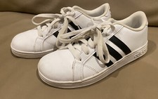 Adidas Athletic Sneakers Whtie Royal Blue Girls Size 4