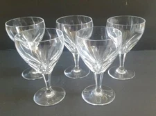 Set Of 5 Clear Glass Stemware Water Iced Tea Wine Goblets Nice