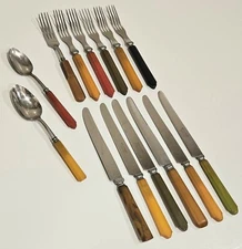 VTG MCM Bakelite Flatware Robinson Knife Co (Mostly) 14 Peices Setting For 6