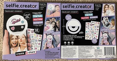 Lot (2) Selfie Creator LED Selfie Light Sticker Kit Social Media Content Creator