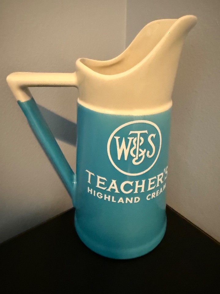 Teacher's Highland Cream WT&S Pitcher blended scotch whiskey 8” blue ...
