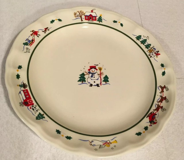 Pfaltzgraff Snow Village Dinner Plate Christmas Snowman Santa Reindeer