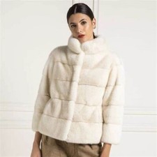 Pelliccia FUR Giacca di Visone Bianco Perla IT42 EU38 D36 MINK NERZ HORKA