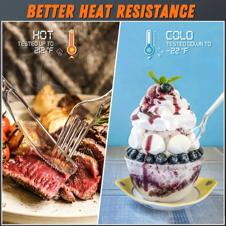 Artículos de plástico de 360 unidades de alta resistencia, 120 horquillas, 120 cucharas, 120 cuchillos,... Foto 4 de 4