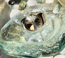 Genuine 925 Sterling Silver Oversized Heavy Bold Crystal Ring Size 13