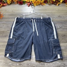 Old Navy Swim Shorts Size Large 38-40 Waist Blue Cargo Pockets Drawstring