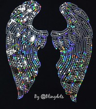 Wings Bling Sequins No rhinestones transfer Iron On Hot fix applique