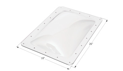 Icon 01820 RV Dome Skylight 26''x18'' Rectangle Clear SL1422C Bubble Type