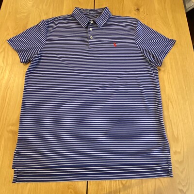 POLO Ralph Lauren Preformance Polo Navy and blue stripe XL short Sleeve