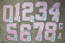 Pink-Gray Authentic Hockey Jersey Back + Sleeve Tackle Twill Number Set Kit 014