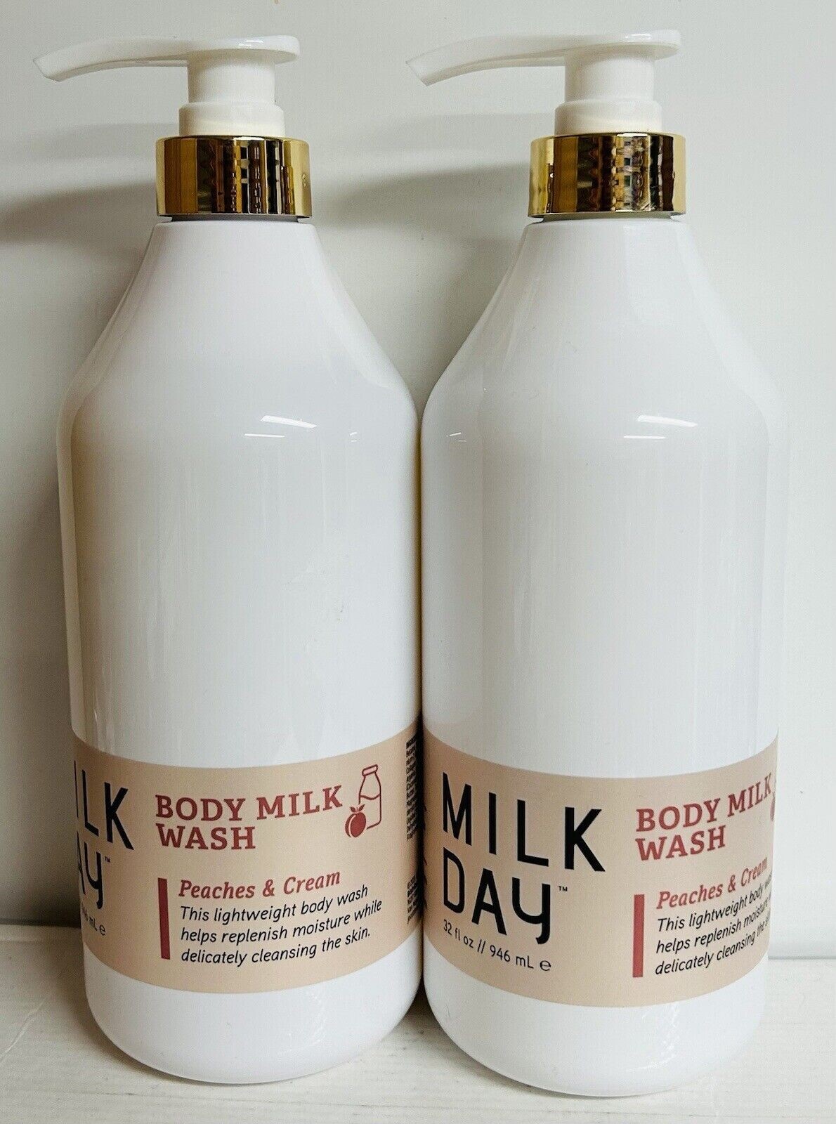 2 Milk Day Body Wash Peaches & Cream JUMBO SIZE 32 oz EACH Jocott