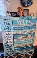 Gifts For Wife Birthday Gift Anniversary Wedding Blanket 60"x50" Letter Print