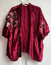 Gorgeous *east* Embroidered Dark Red Velvet Kimono Jacket M/l