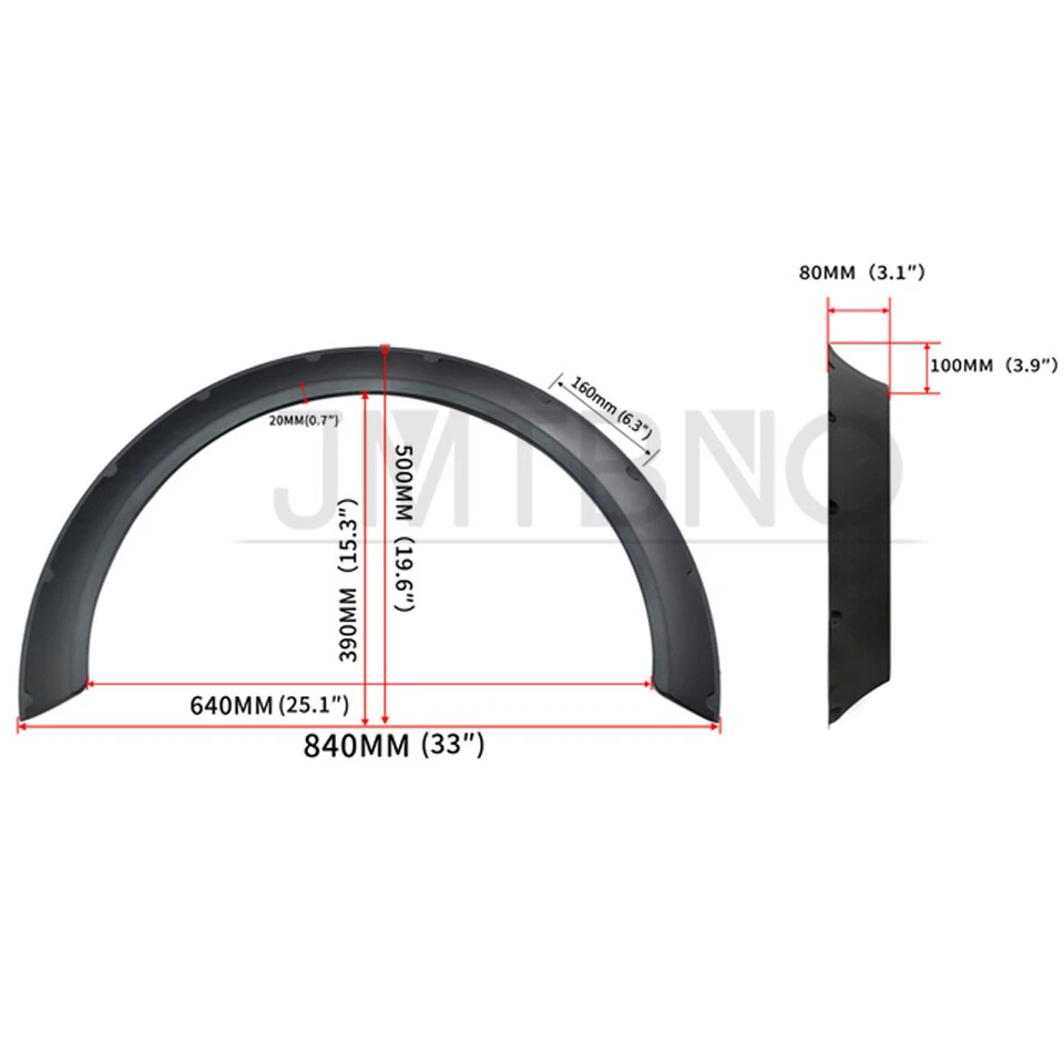 For Nissan Altima Car Fender Flares Extra Wide Body Kit Wheel Arches 4.5" 4PCS - Image 2 of 4