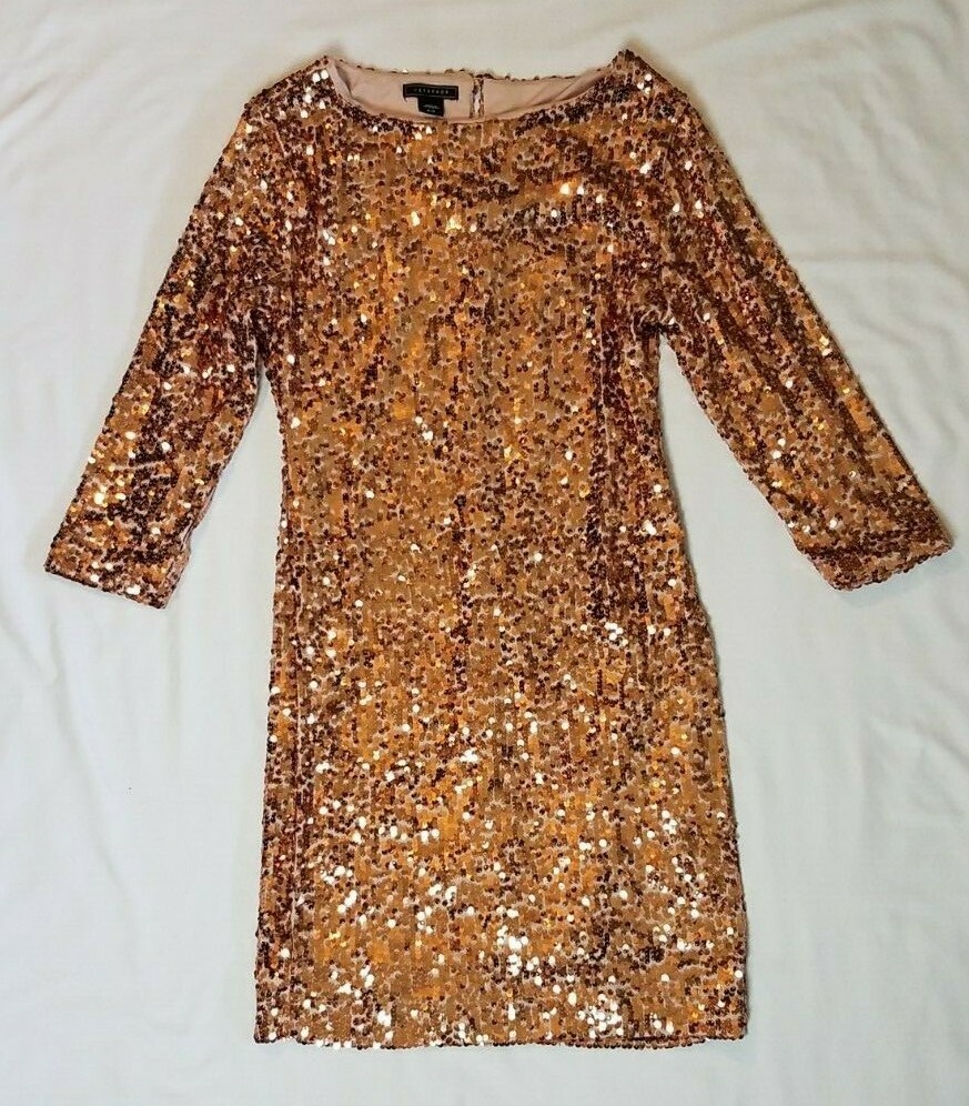 slim fit dress slacks Gold Crush Embellished Mini Shift Dress main image 1