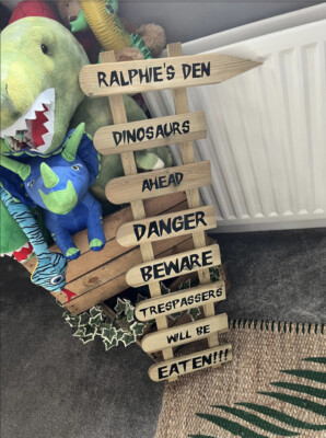 Rustikale Dinosaurier Ahead Schlafzimmer Holz Deko Schild Kinder Dinosaurier 96 cm XL