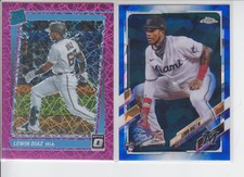 (2) Lewin Diaz RC 2021 Optic Pink Velocity /249 + Topps Chrome Sapphire #417
